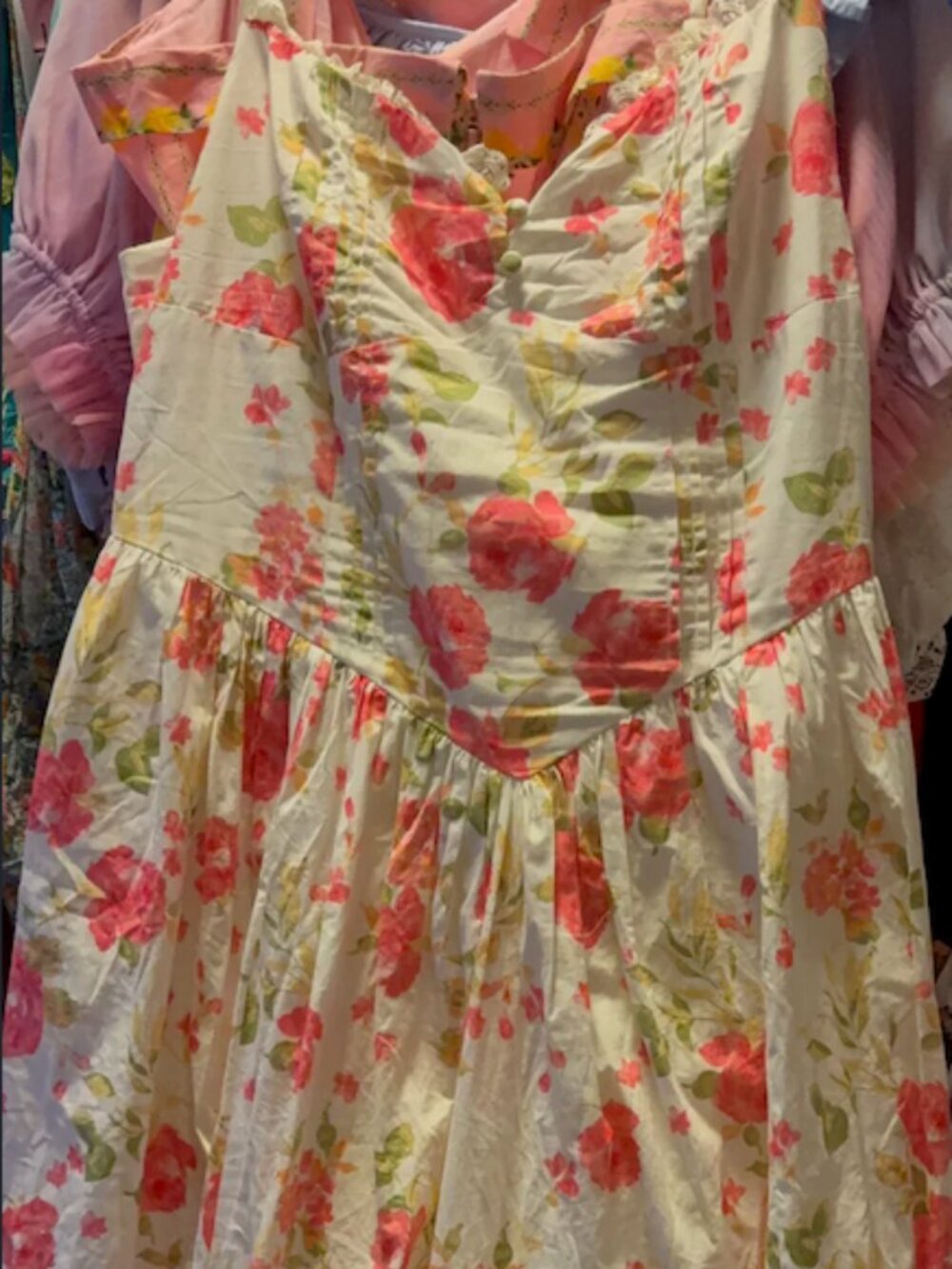 Jessakae Lottie Basque Waist Floral Midi Dress - White